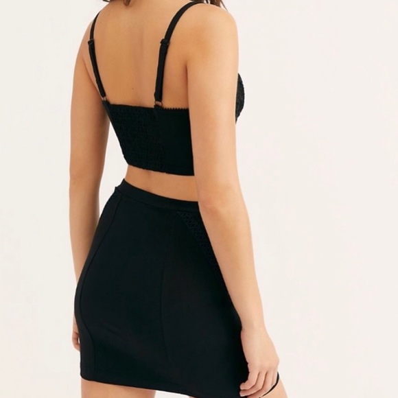 NWOT Free People Black Crop Top & Skirt 2piece Set - Picture 2 of 10